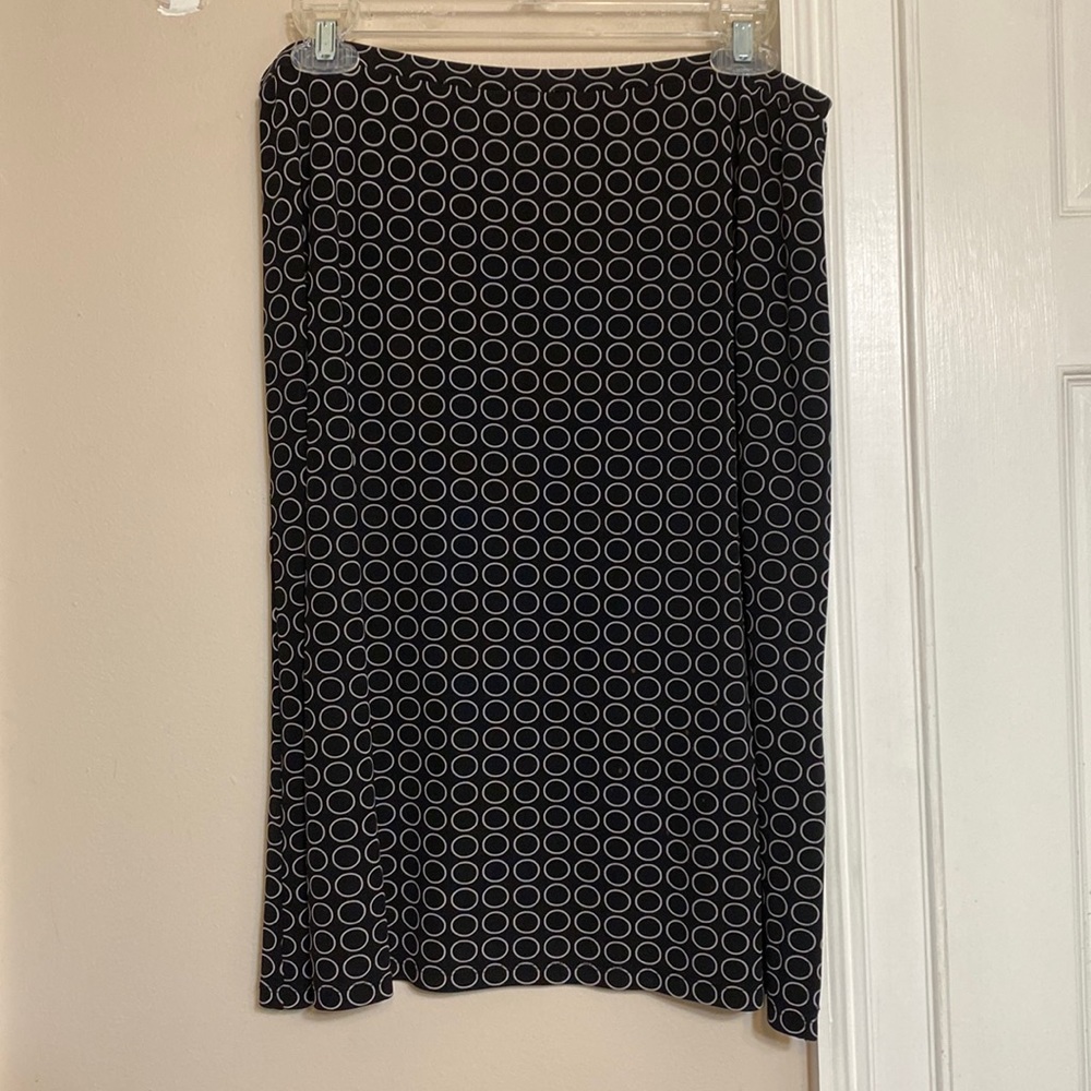 Black skirt with beige circle pattern